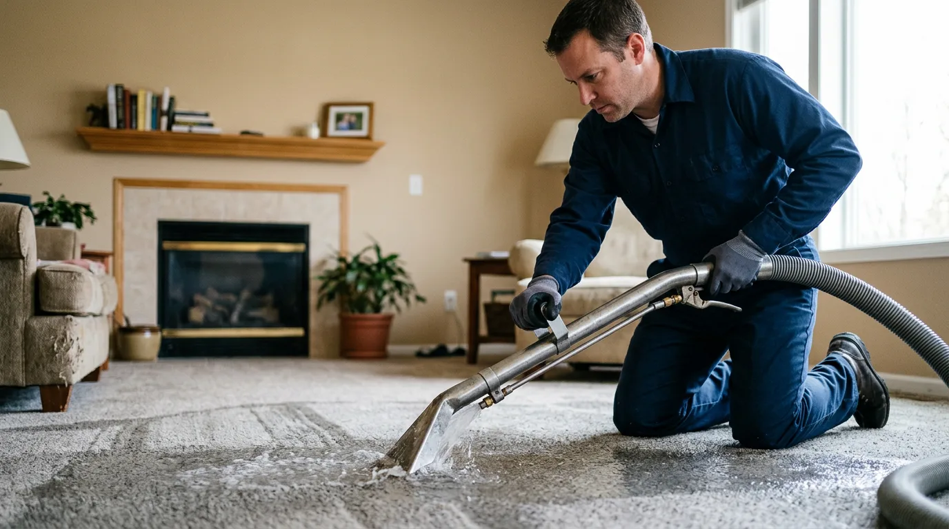 Water damage restoration technician working near Baldwyn, MS